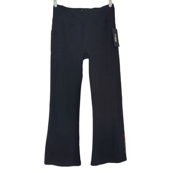 Bebe Sport Women's Black Yoga Pants L, of cotton and spandex, wide leg, NWT - Picture 1 of 10